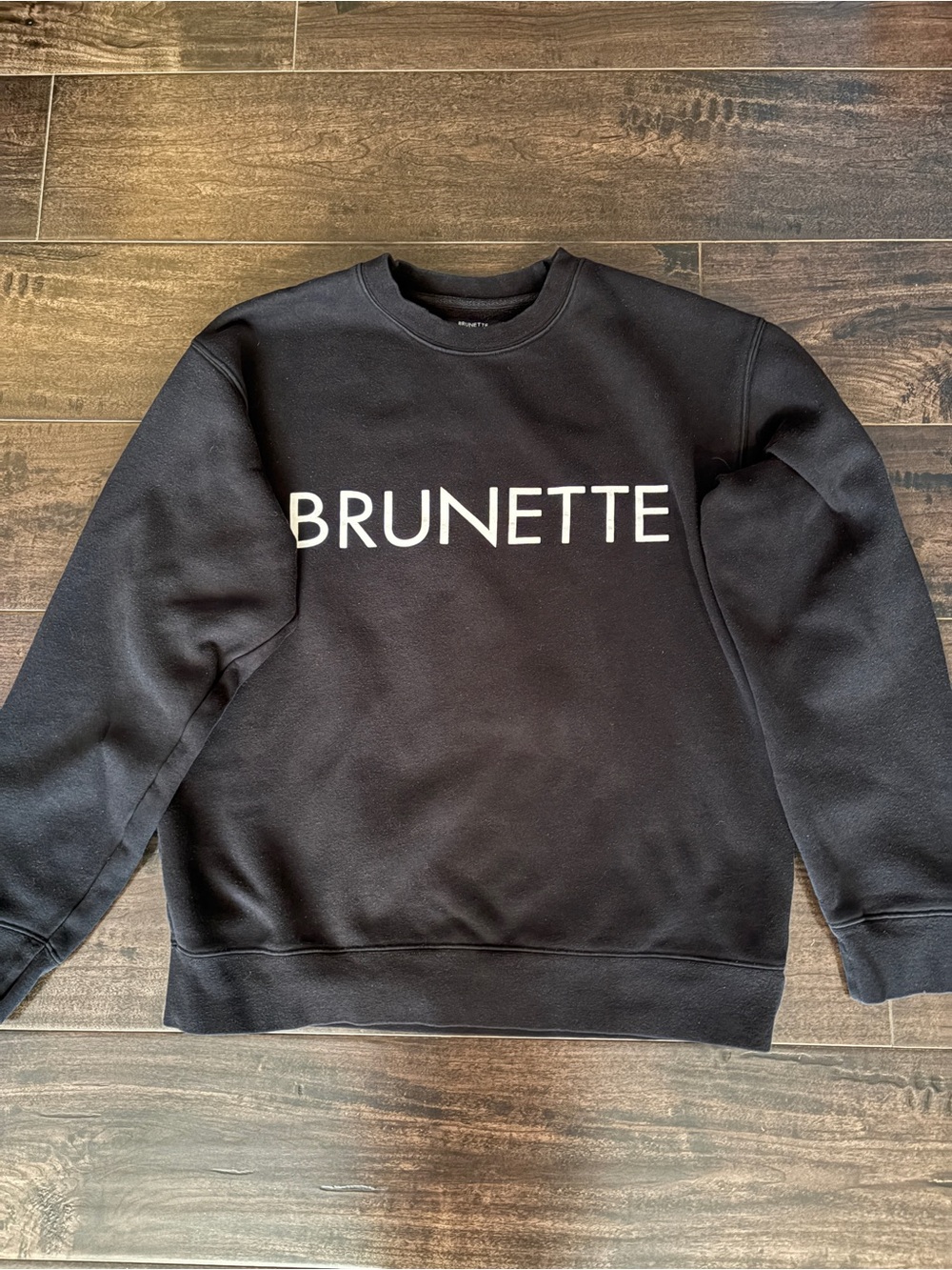 Brunette The Label “BRUNETTE” Crewneck Sweatshirt | Black | M/L - Picture 6 of 7